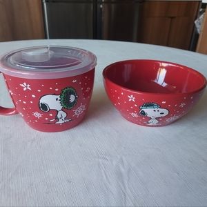Snoopy Christmas bowl set